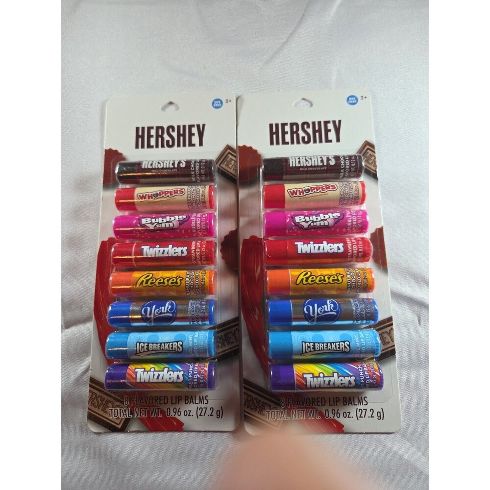 2 Pack Hershey 8 Flavored Lip Balms Twizzlers Reeses Bubble Yum Whoppers & More